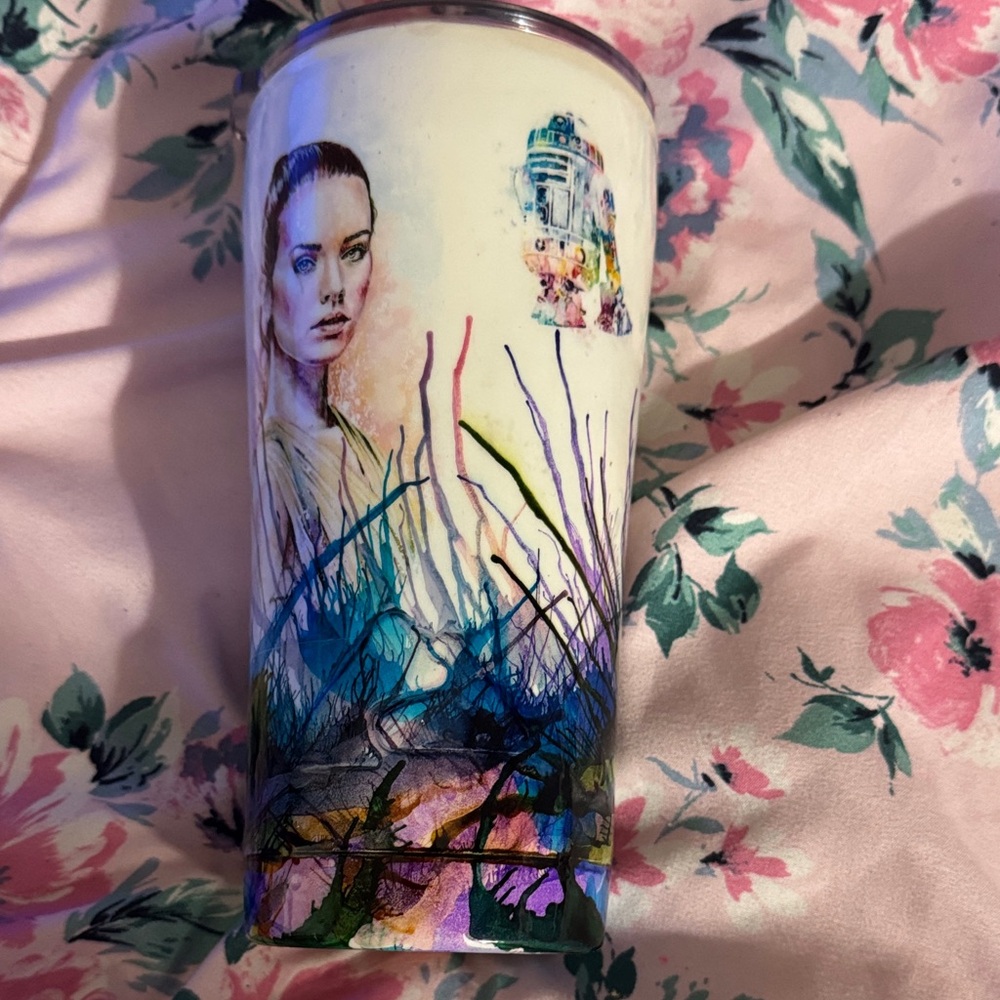 Artistic Multicolor Stainless Travel Tumbler - White Background